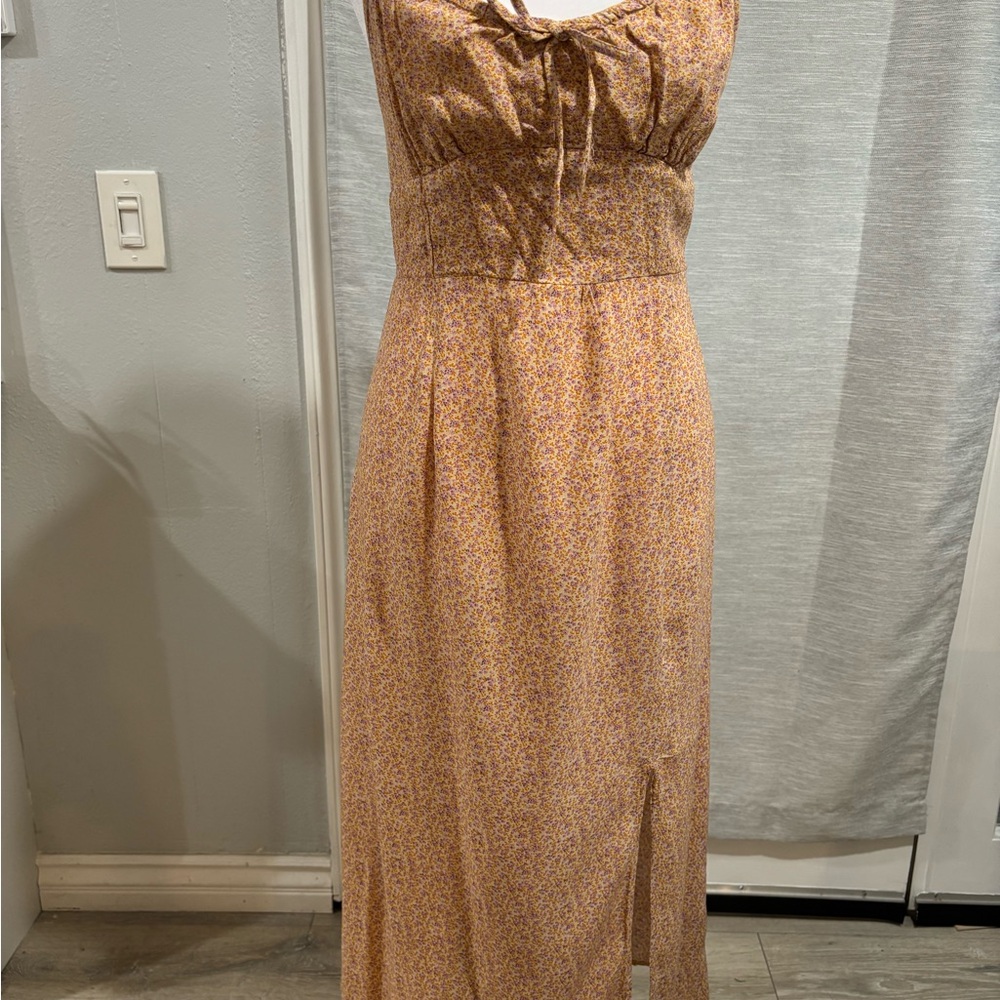Aeropostale Peach Floral Tie-Front Maxi Dress
